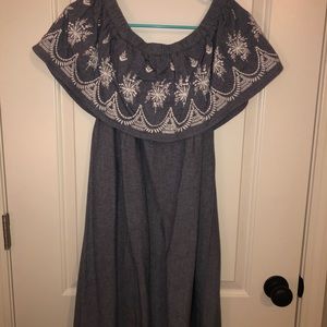 Off-the-Shoulder Chambray Dress